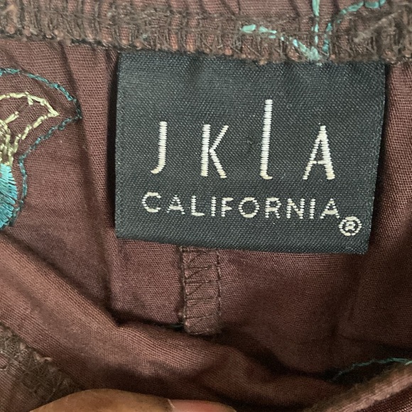 Brown and turquoise elastic waist skirt L - Picture 2 of 3